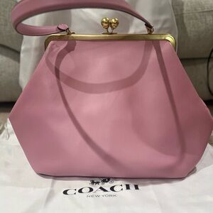 Coach Pink Kisslock Frame Bag with Gold Hardware
